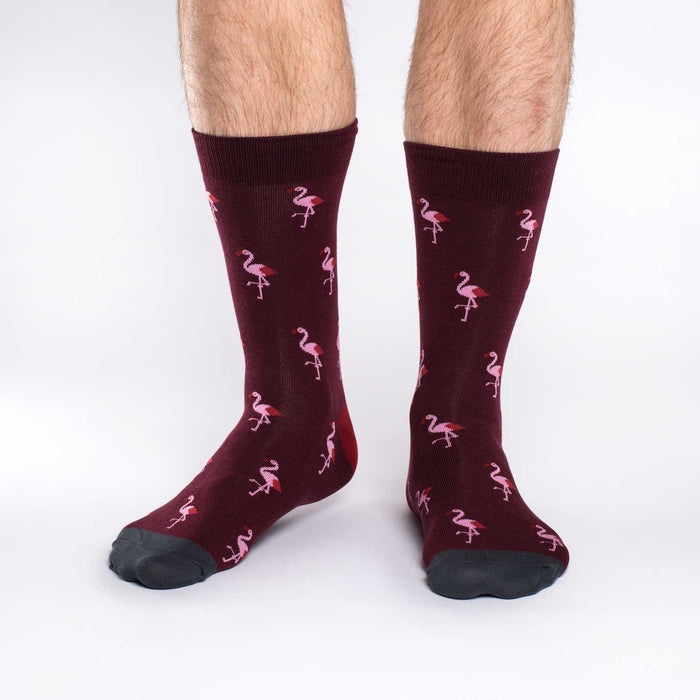 Men's King Size Pink Flamingo Party Socks