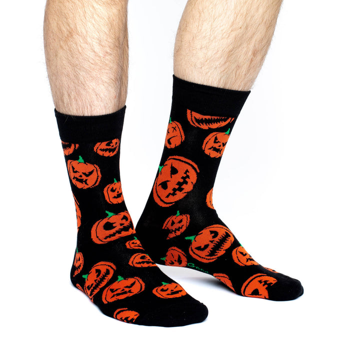 Men's King Size Pumpkin Halloween Socks