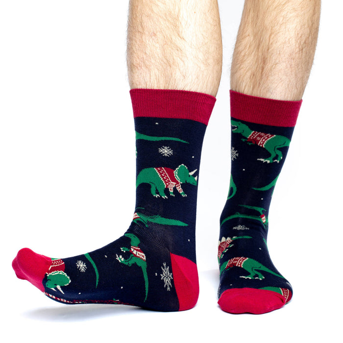 Men's Christmas Sweater Dinosaur Socks