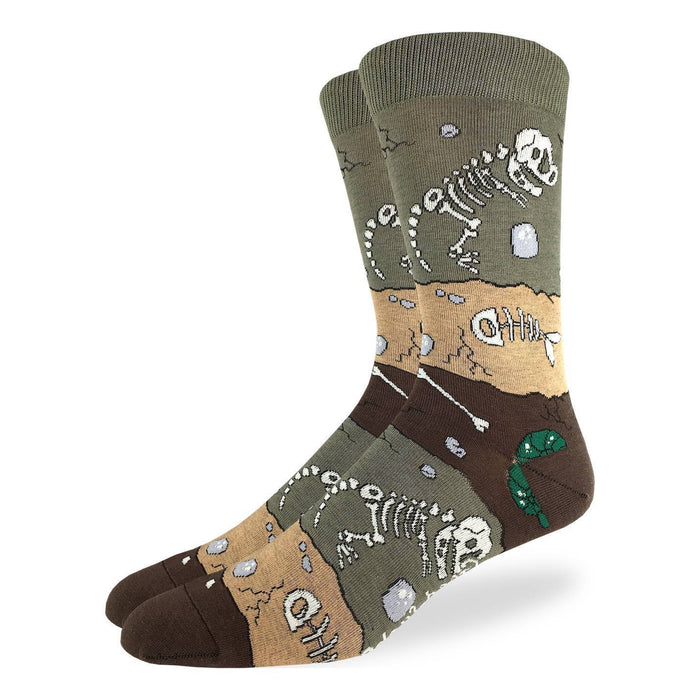 Men's King Size Dinosaur Fossil Layers Socks