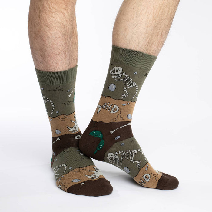 Men's King Size Dinosaur Fossil Layers Socks