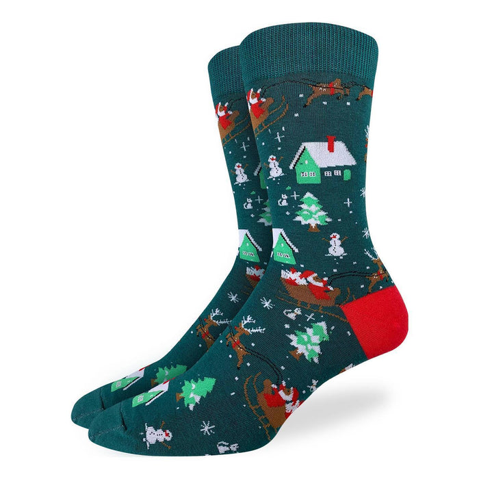 Men's Santa on a Sled Christmas Socks