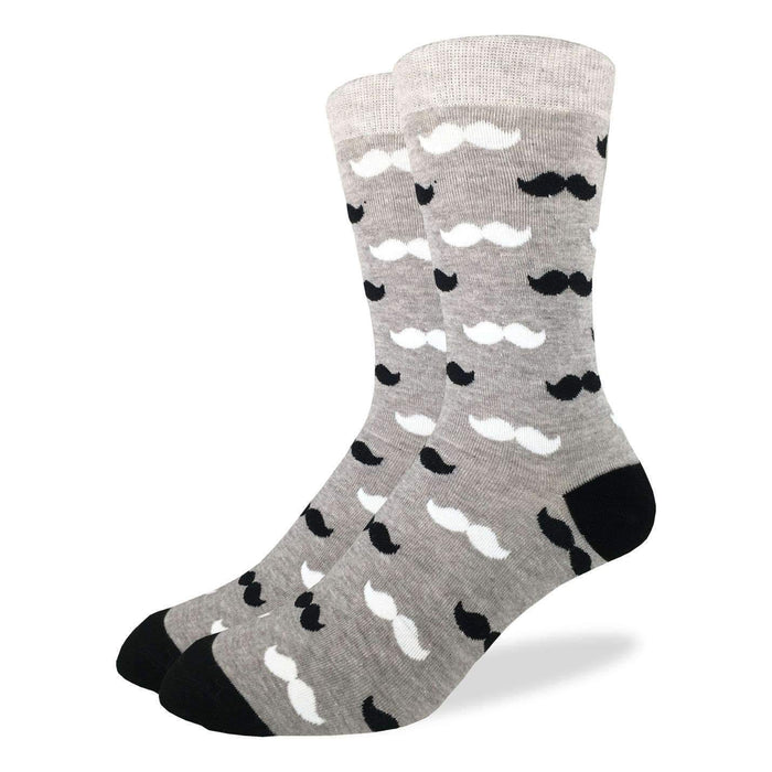 Men's King Size Black & Gray Moustache Socks