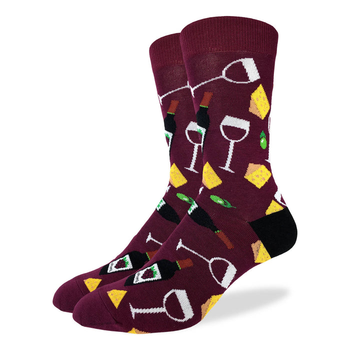 Men's King Size Wine & Cheese Socks