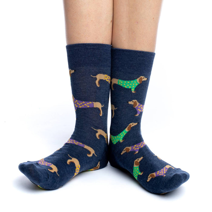 Women's Blue Wiener Dog Socks