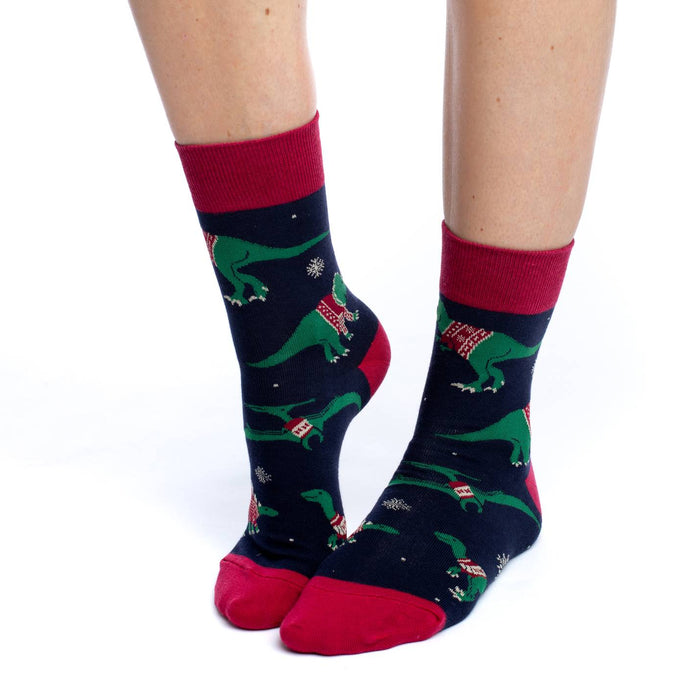 Women's Christmas Sweater Dinosaur Socks