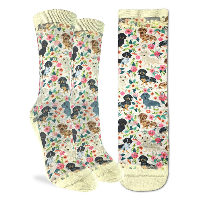 Women's Floral Dachshunds Socks