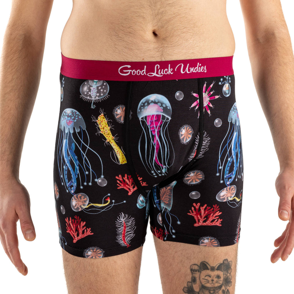 MENS UNDERWEAR, BOX JELLYFISH DESIGN UNDERWEAR