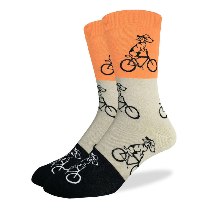 Men's Big & Tall Orange Dogs Riding Bikes Socks