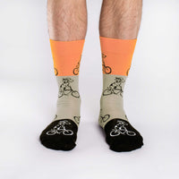 Men's Orange Dogs Riding Bikes Socks