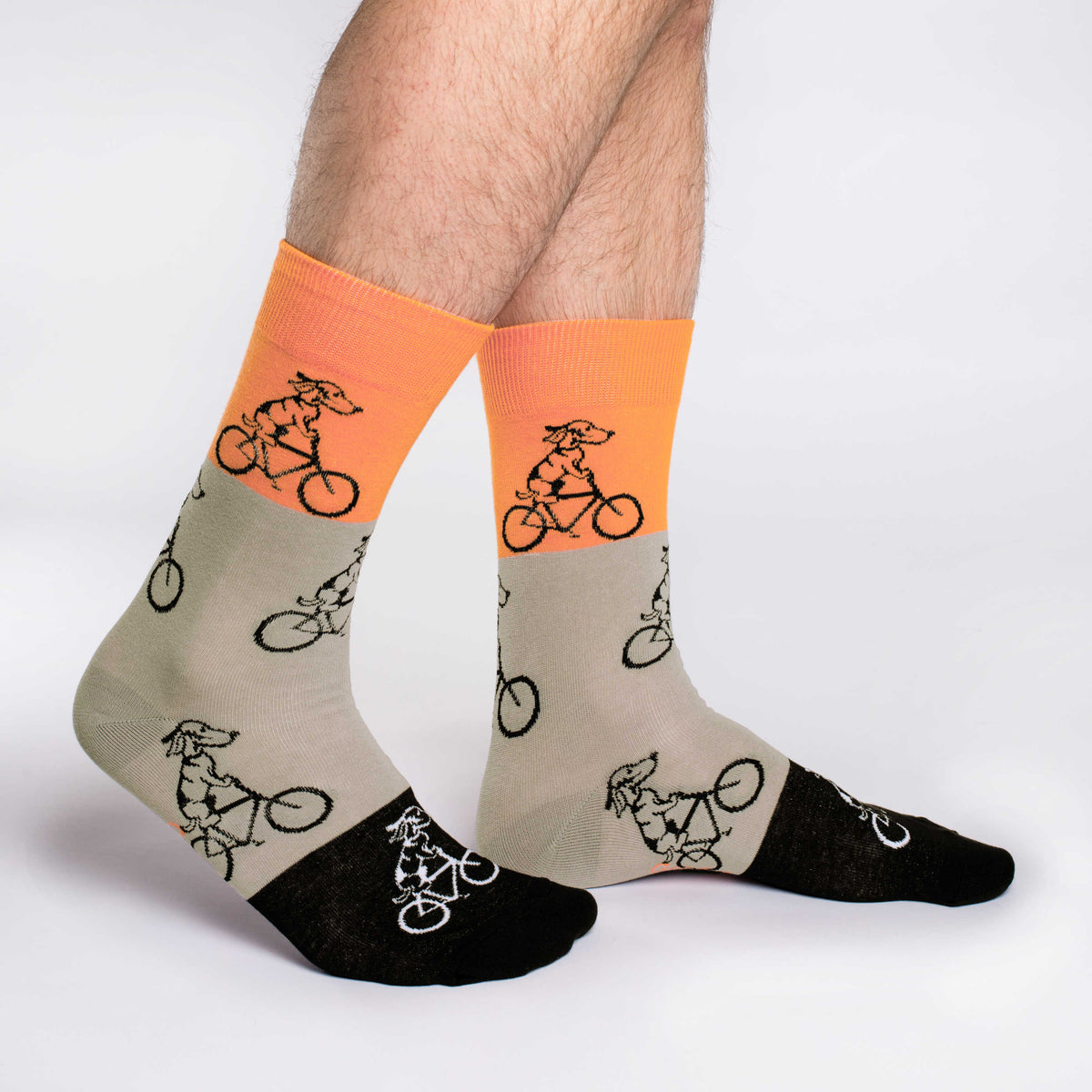Men's Orange Dogs Riding Bikes Socks