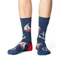 Men's Navy Anchors & Boats Socks
