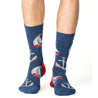 Men's Navy Anchors & Boats Socks