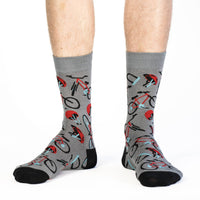 Men's Gray & Blue Bicycle Socks