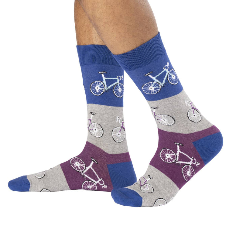 Men's Blue & Gray Checkered Bicycle Socks