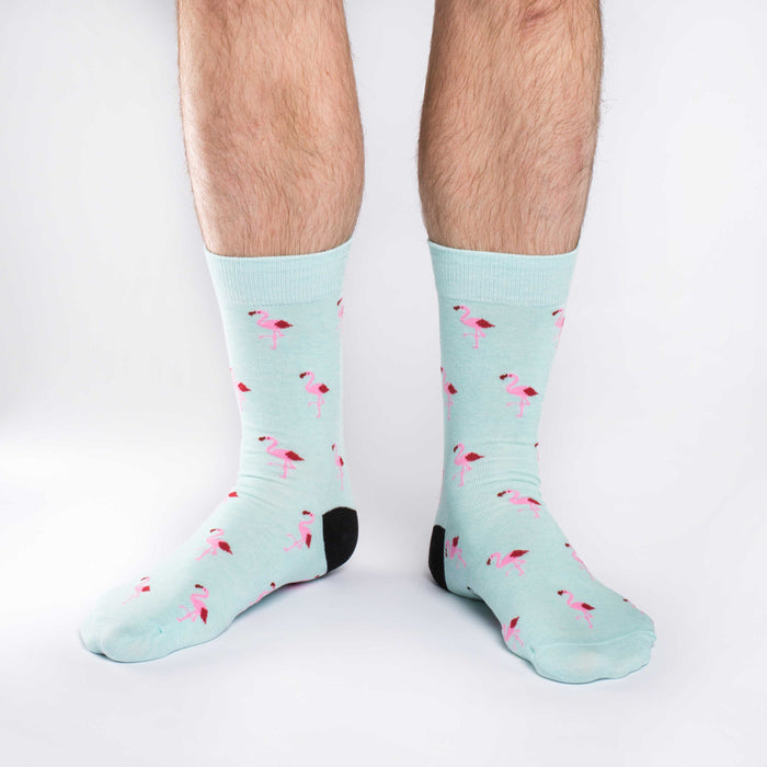 Men's Mint Flamingo Party Socks Good Luck Sock Men's Mint Flamingo Party Socks Good Luck Sock