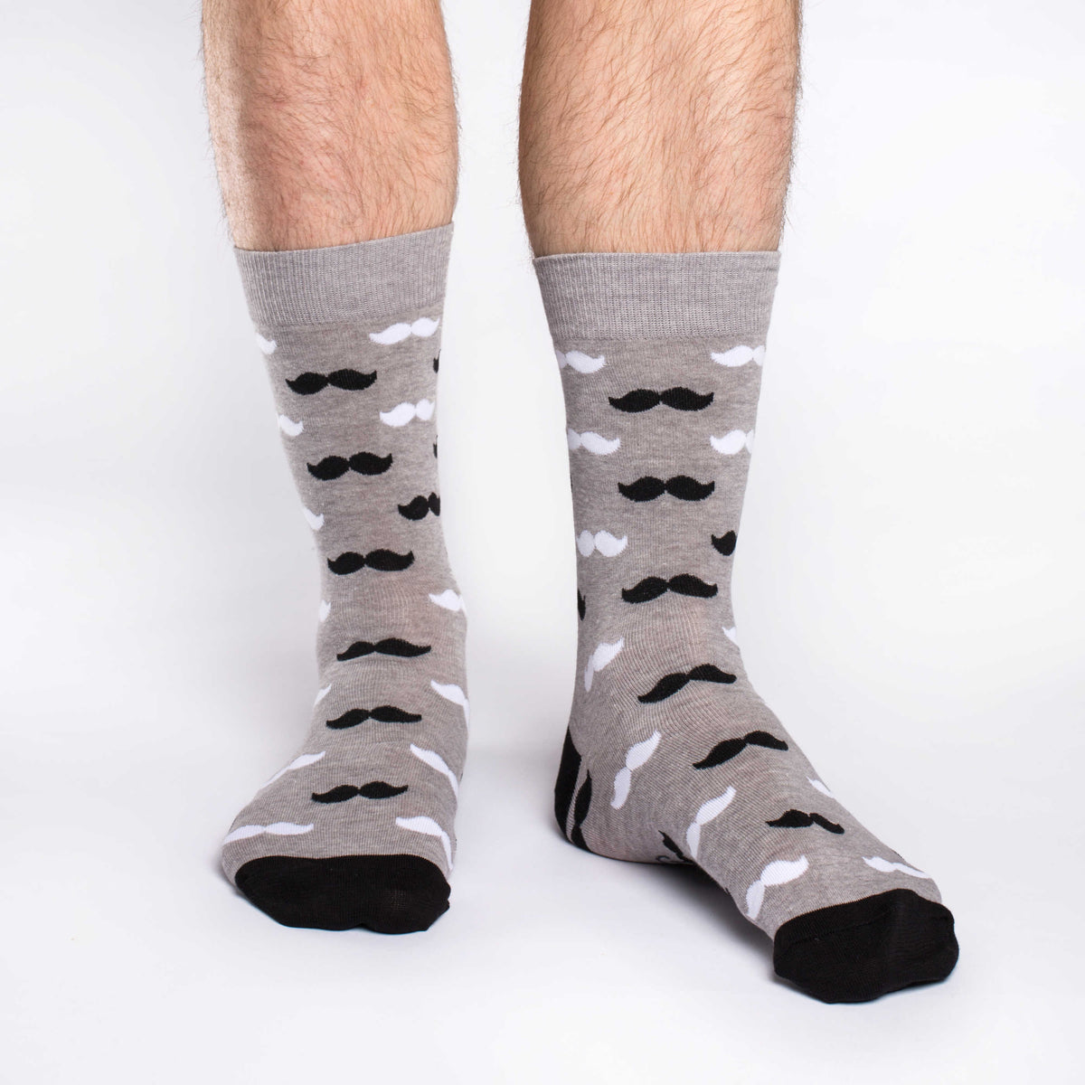 Men's Black & Gray Moustache Socks
