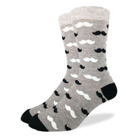 Men's Black & Gray Moustache Socks