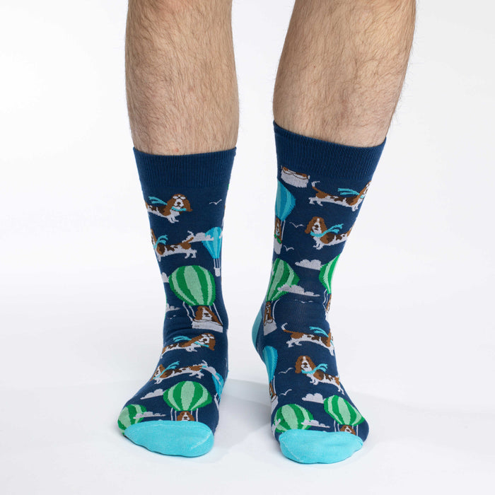 Men's Basset Hound in Air Balloon Socks