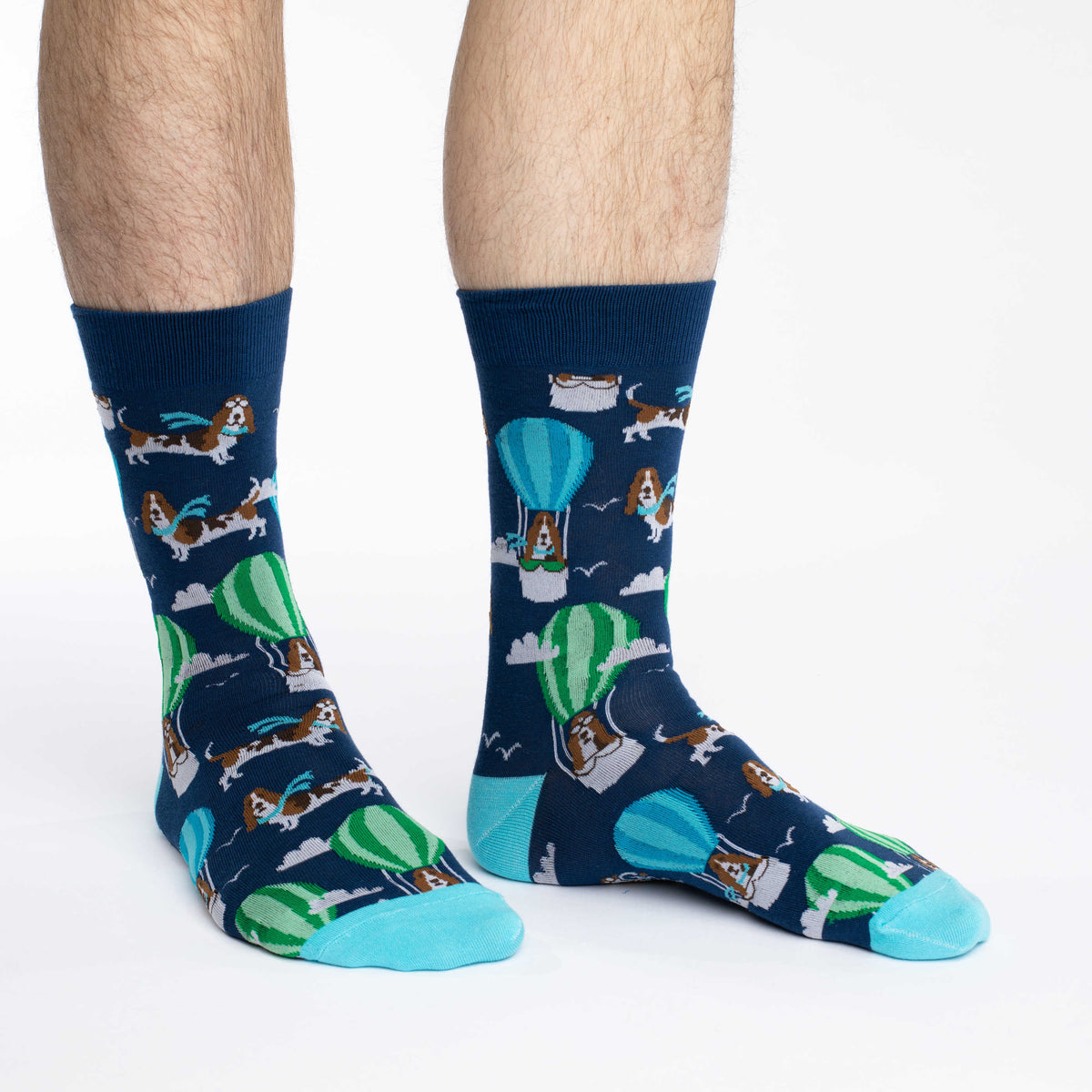 Men's Basset Hound in Air Balloon Socks