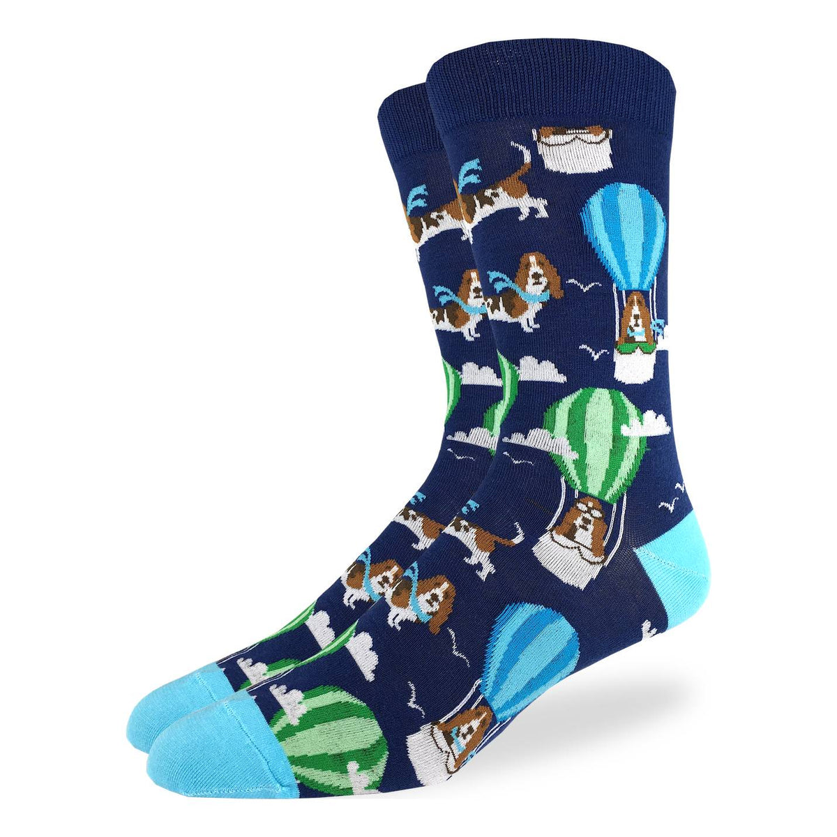 Men's Basset Hound in Air Balloon Socks