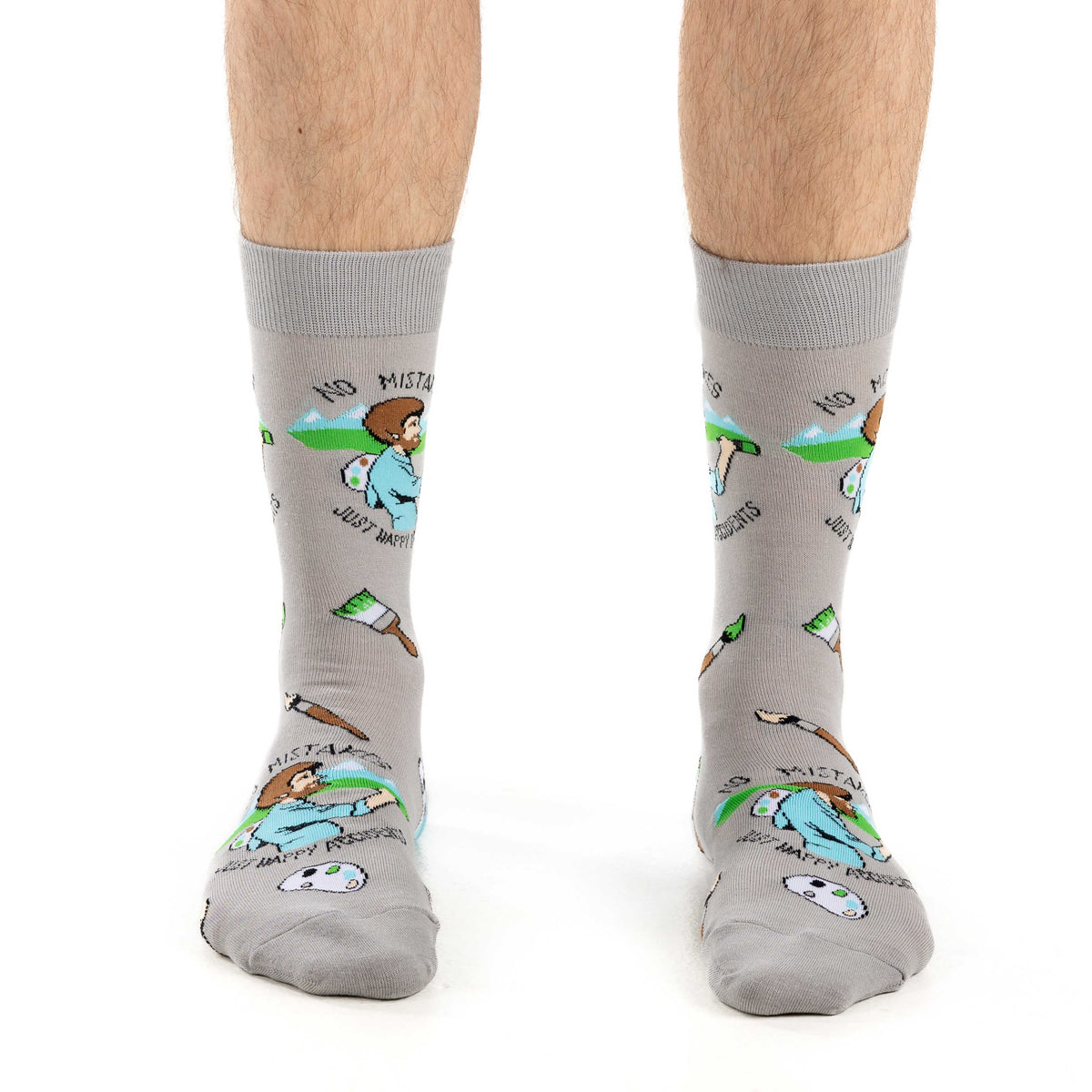 Men's Bob Ross, Happy Accident Socks