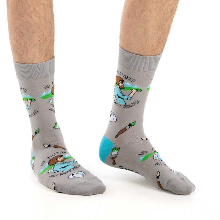 Men's Bob Ross, Happy Accident Socks