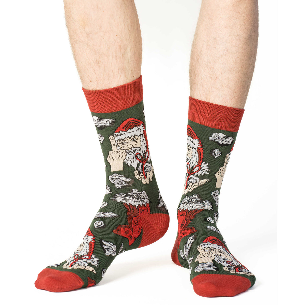 Naughty Santa Mens Socks with Middle Finger Good Luck Sock Brand Naughty Santa Mens Socks with Middle Finger Good Luck Sock Brand