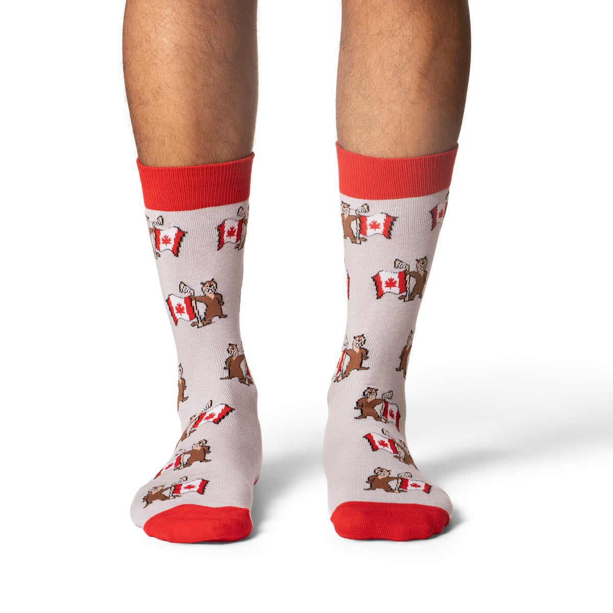 Men's Beaver Waving Canada Flag Socks