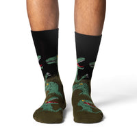 Men's Big & Tall Velociraptors Hiding in Bushes Socks