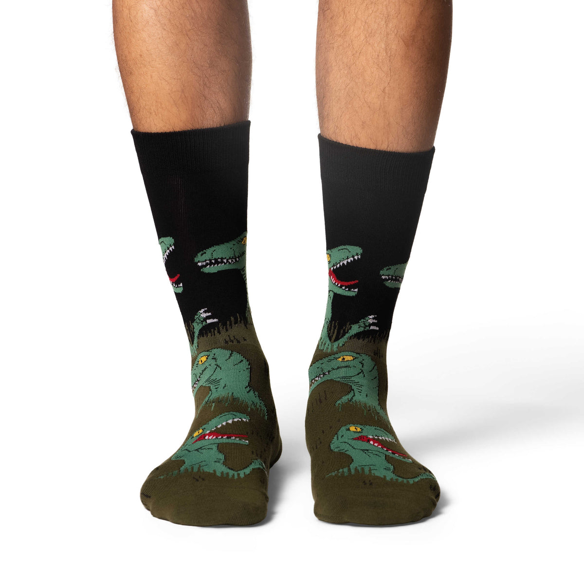 Men's Big & Tall Velociraptors Hiding in Bushes Socks