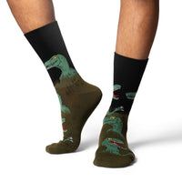 Men's Velociraptors Hiding in Bushes Socks