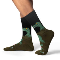 Men's Big & Tall Velociraptors Hiding in Bushes Socks