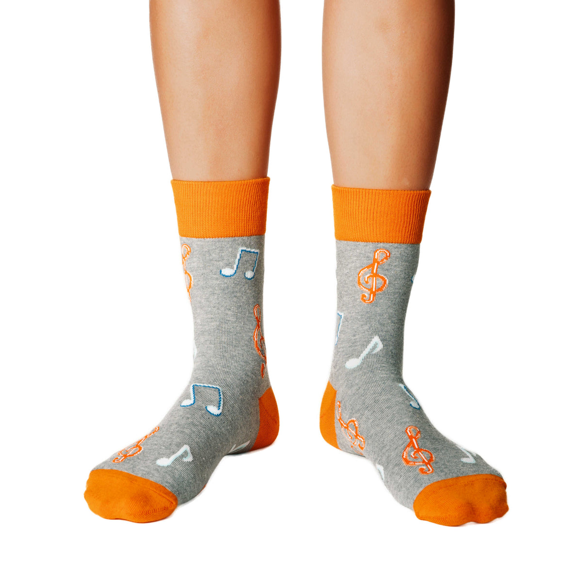 Women's Orange Music Notes Socks