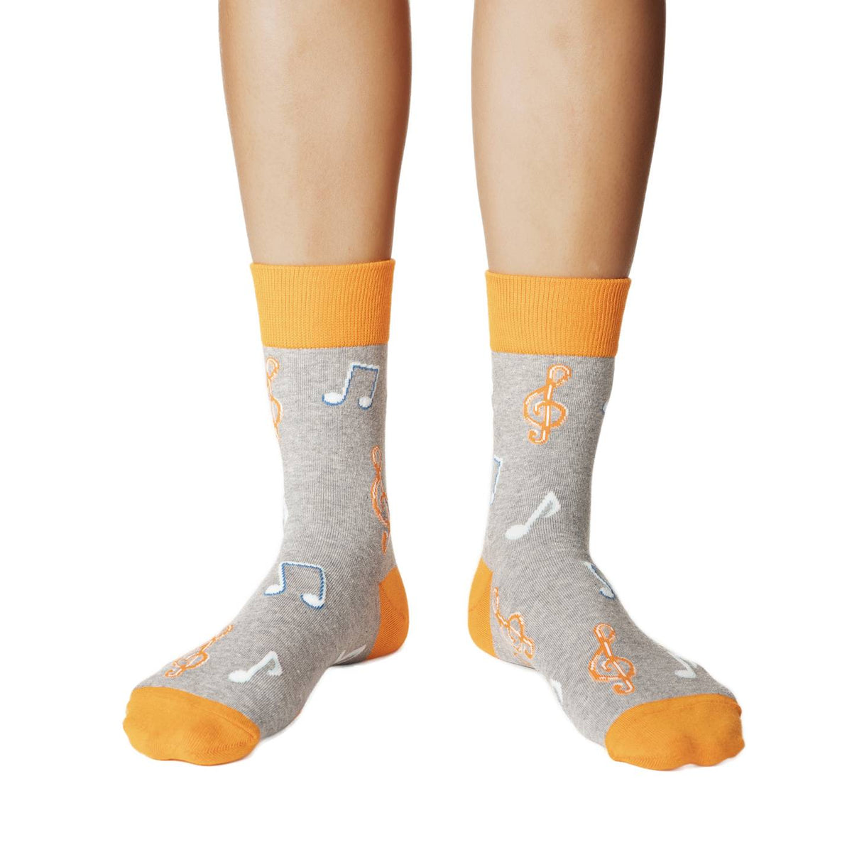 Women's Orange Music Notes Socks