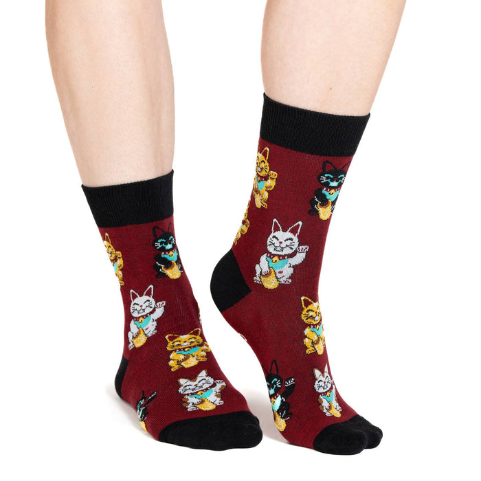 Women's Lucky Waving Cat Socks