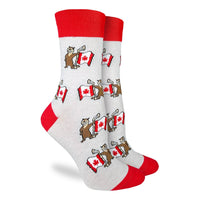 Women's Beaver Waving Canada Flag Socks