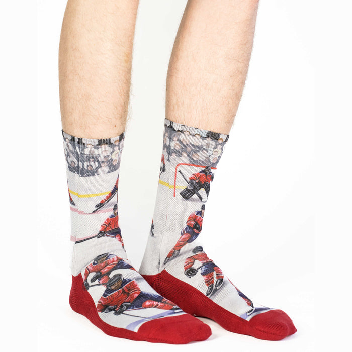 Men's Ice Hockey Players, Red Socks