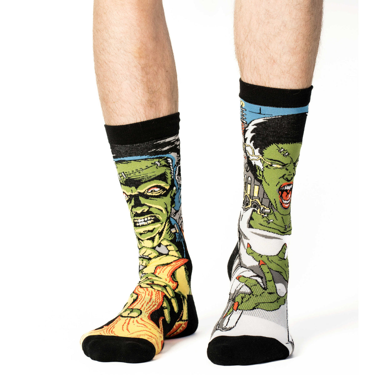 Men's Evil Frankenstein and Bride Halloween Socks