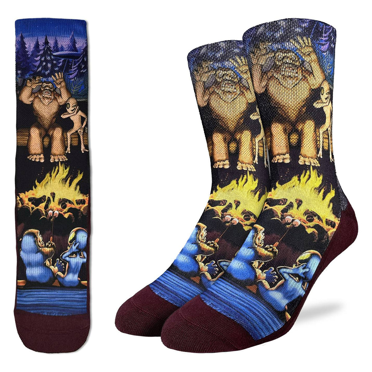 Men's Bigfoot and Alien Camping Socks