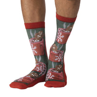 Men's Gingerbread Man Soaking in Hot Chocolate Socks