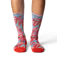 Men's The Rolling Stones, Red Hot Lips on Tie-Dye Socks