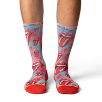 Men's The Rolling Stones, Red Hot Lips on Tie-Dye Socks