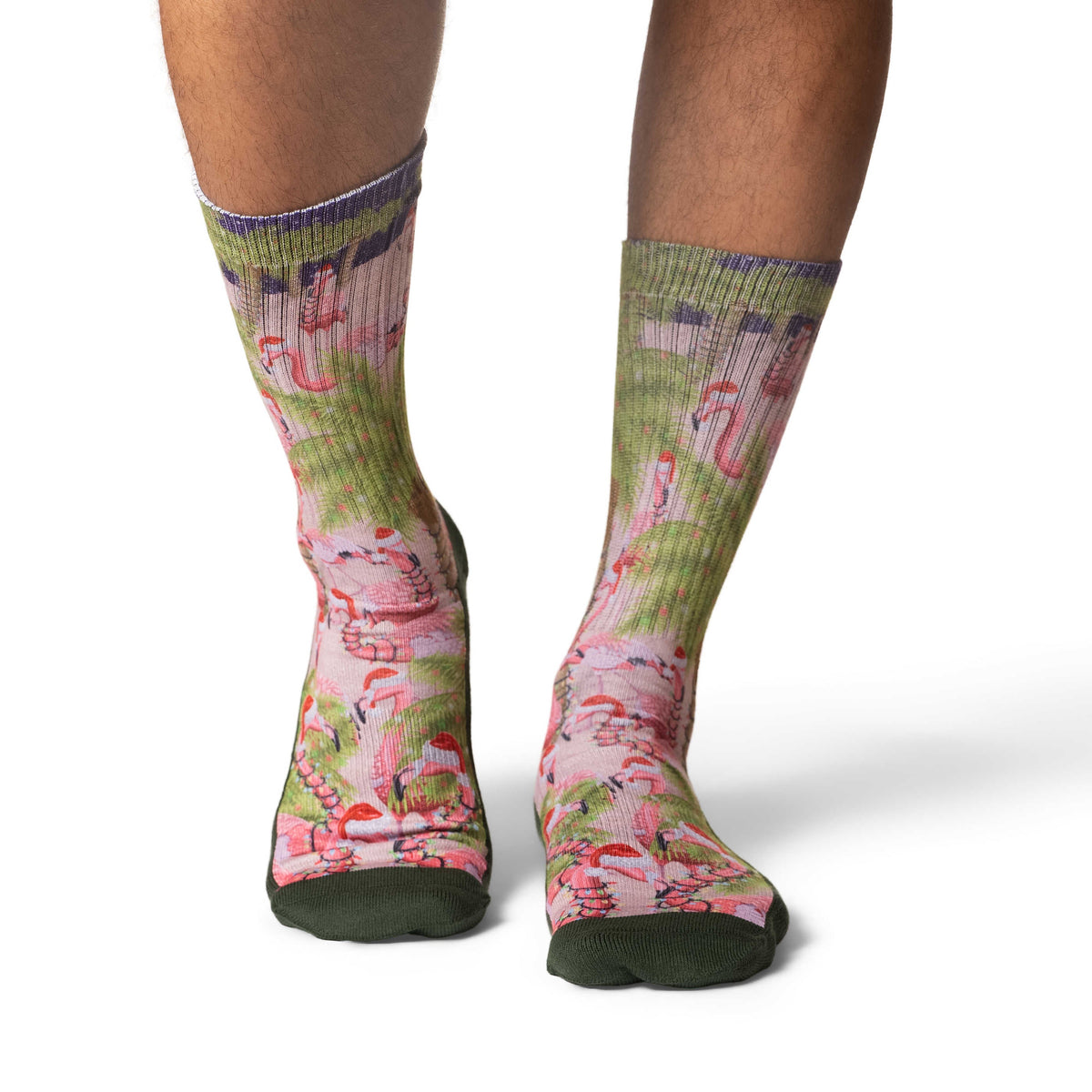 Men's Christmas Flamingos on the Beach Socks