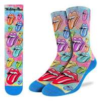 Men's The Rolling Stones, Rainbow Hot Lips on Tie-Dye Socks