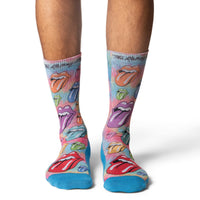 Men's The Rolling Stones, Rainbow Hot Lips on Tie-Dye Socks