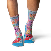 Men's The Rolling Stones, Rainbow Hot Lips on Tie-Dye Socks