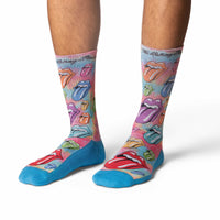 Men's The Rolling Stones, Rainbow Hot Lips on Tie-Dye Socks