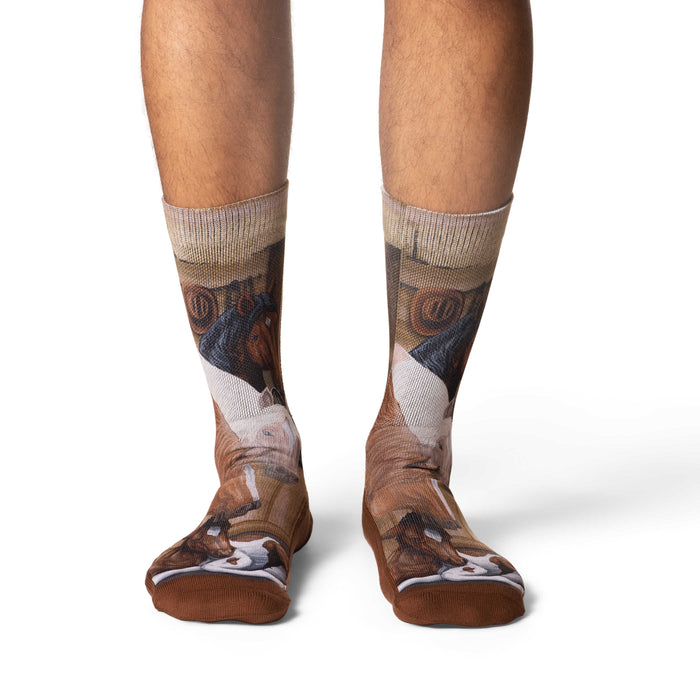 Men's Horses in a Stable Socks