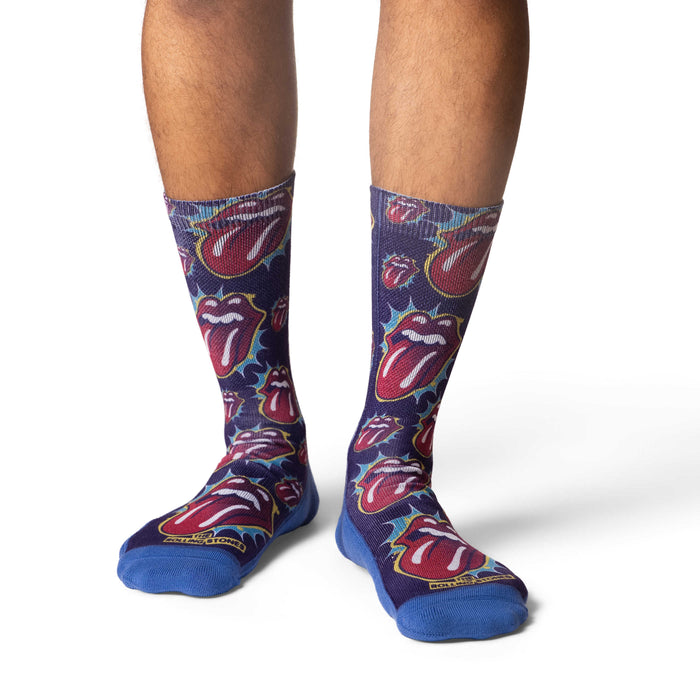 Men's The Rolling Stones, Red Hot Lips on Purple Socks